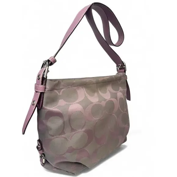 Coach Vintage Signature C Purple Duffle Hobo Bag - Picture 3 of 13